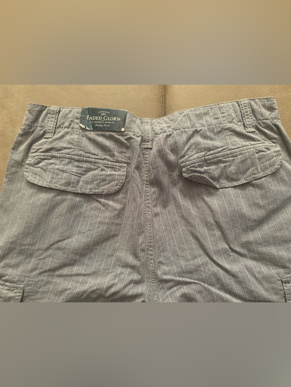 Faded Glory Mens Heather Blue Striped Cotton Novelty Cargo Shorts NEW Size 34 - Picture 5 of 8